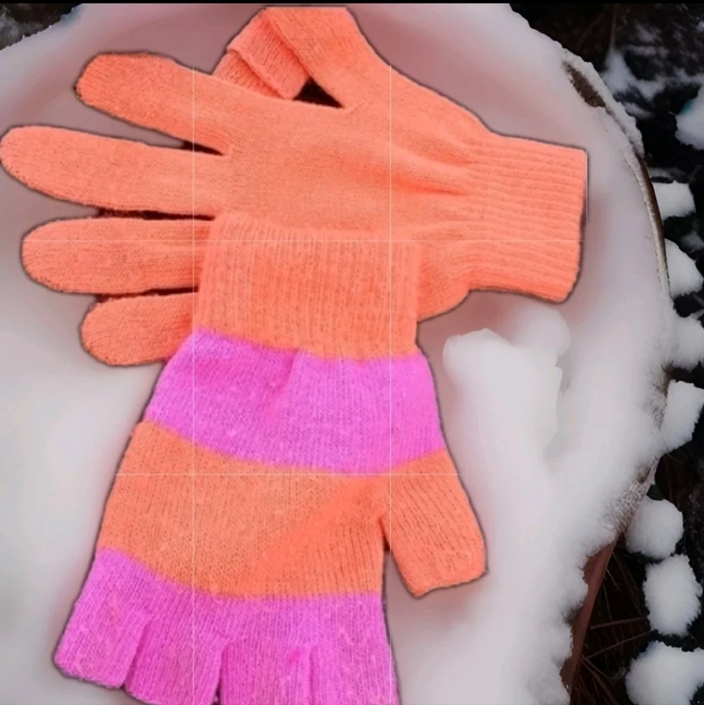 Tangerine and Pink Stretch Gloves One Size Fits Most